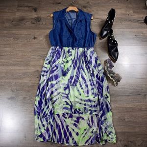 Speed Control button up denim dress